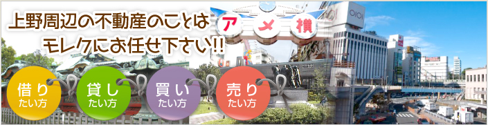 上野周辺の不動産のことはモレクにお任せ下さい！！